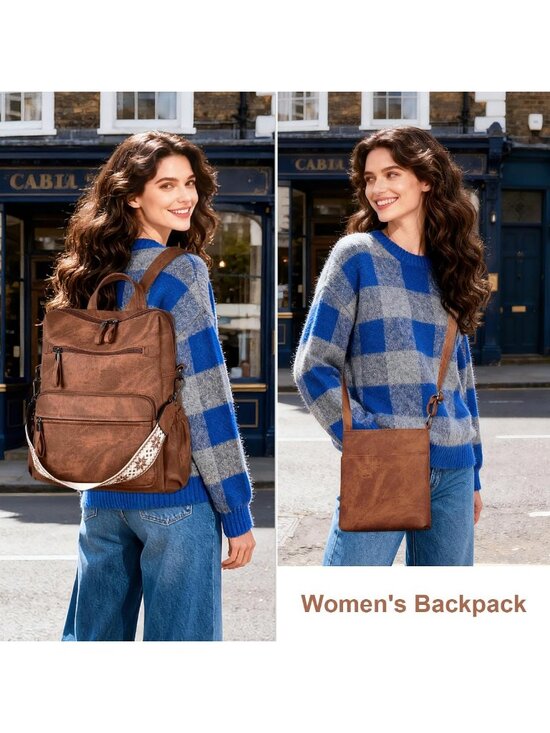 Stylish PU Leather Backpack Purse for Women - Fashionable Travel & Work Bag main image 4